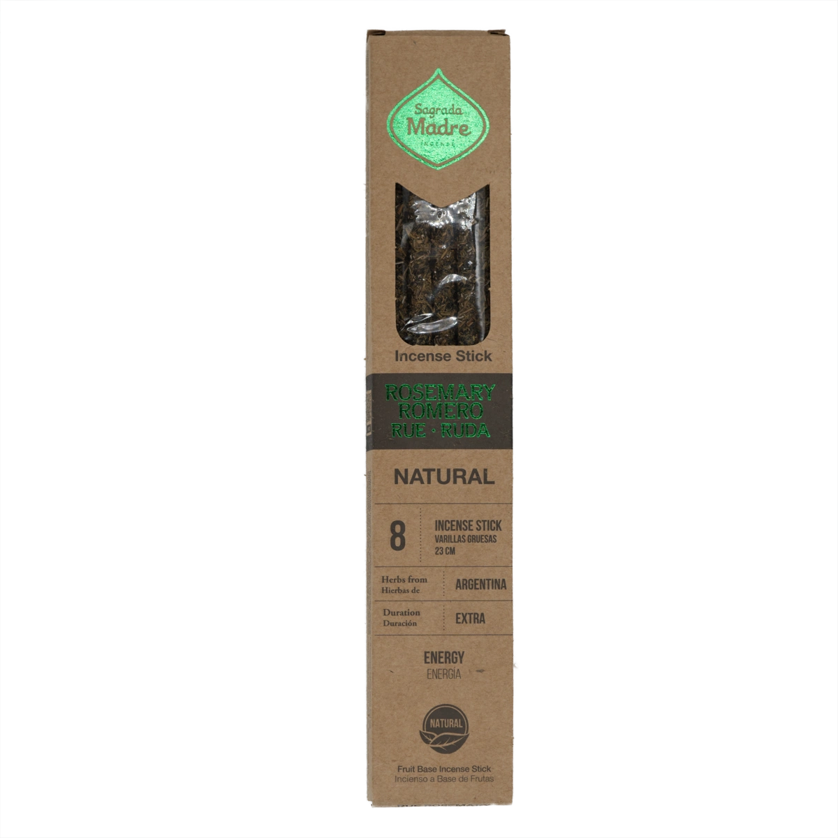 Sagrada Madre Rosmarin, Weinraute & Weihrauch Räucherstäbchen – 8 natürliche Sticks zur energetischen Reinigung, Harmonie und zum Schutz der Umgebung.