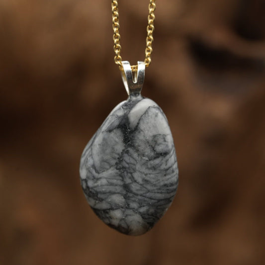 Pinolith "Eisblumenmagnesit" Anhänger