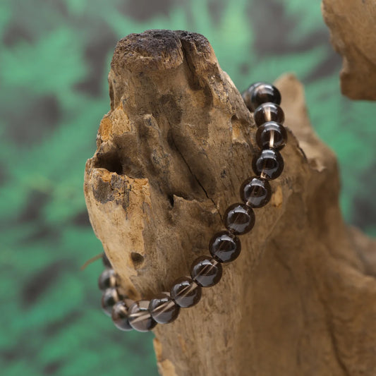 Edelstein-Armband aus 8 mm Rauchquarz-Perlen – erdet und löst Spannungen.