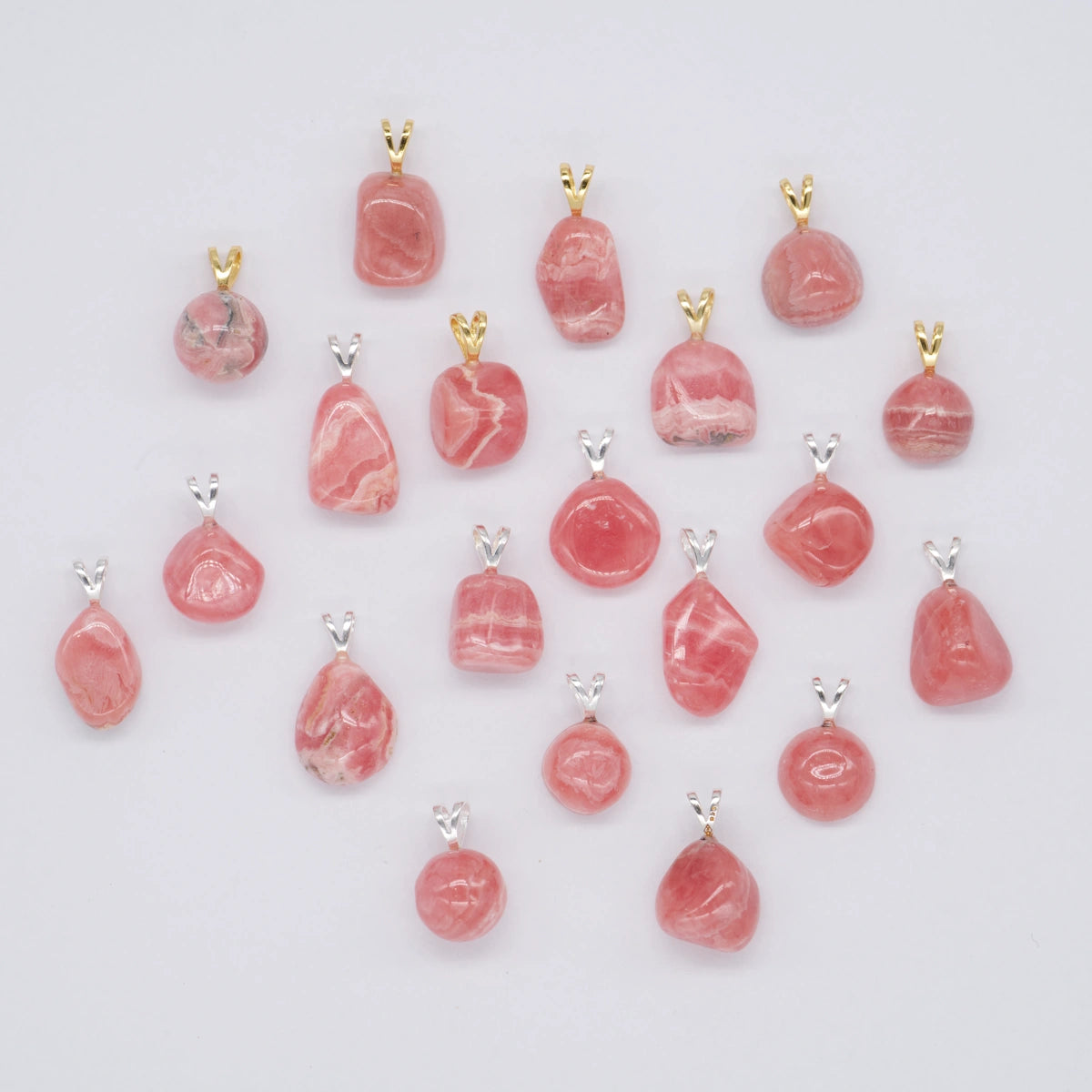 Rhodochrosit 1A-Qual. Anhänger mini in Gold & Silber