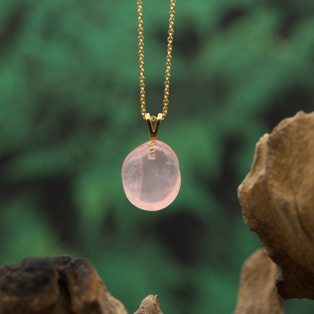 Rosenquarz Anhänger mini in Gold & Silber