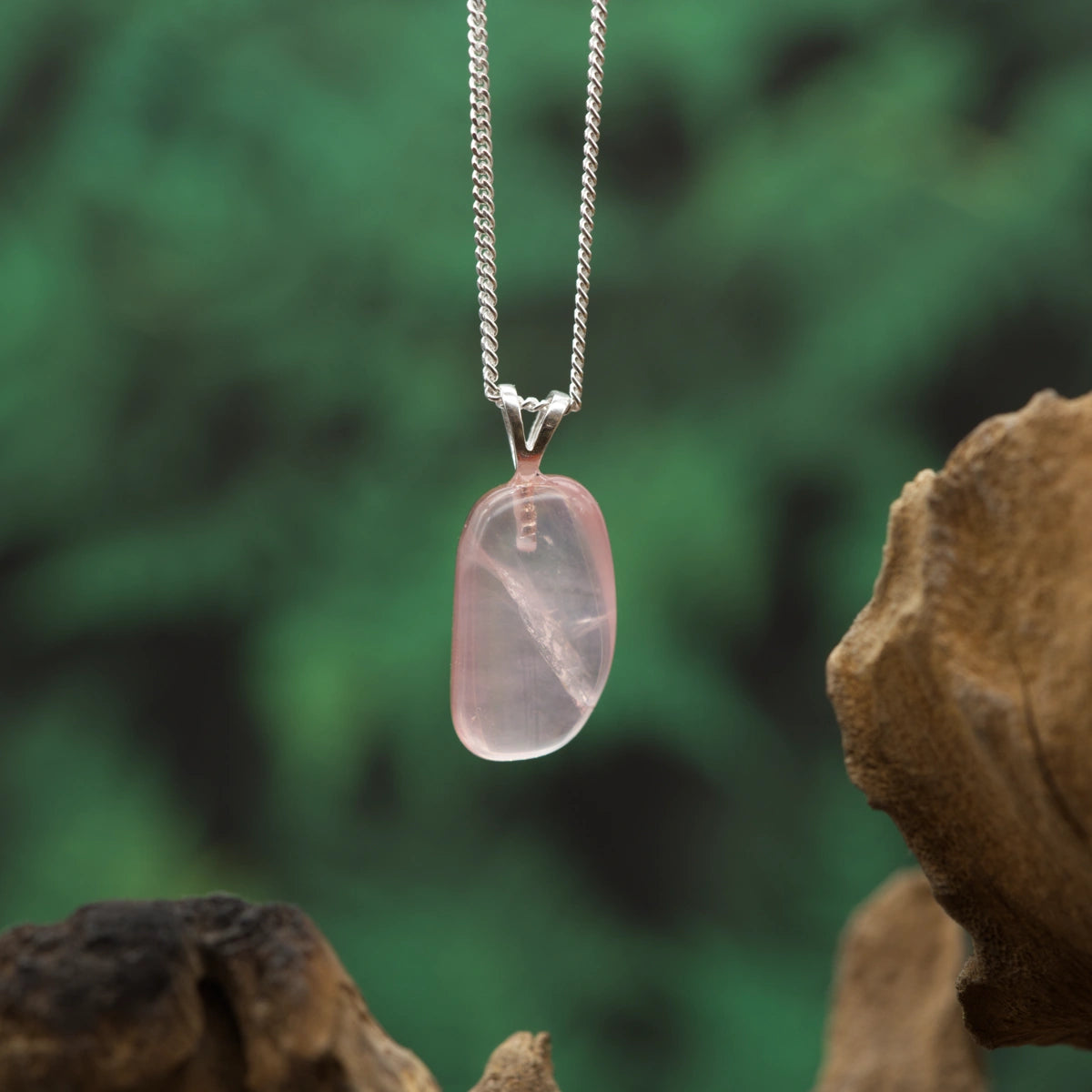 Rosenquarz Anhänger mini in Gold & Silber