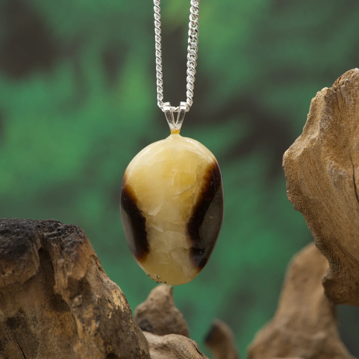 Gelb-braune Septarie mit Adern – Erdung, Stabilität, Naturmuster.