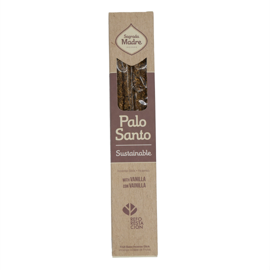 Sagrada Madre Palo Santo Vanille Räucherstäbchen – 8 handgefertigte Sticks mit süß-warmem Duft, ideal zur Reinigung, Entspannung und spirituellen Harmonie.