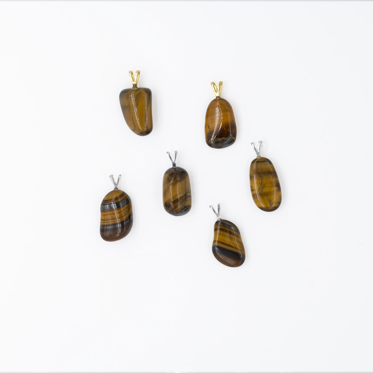 Tigerauge Anhänger mini in Gold & Silber