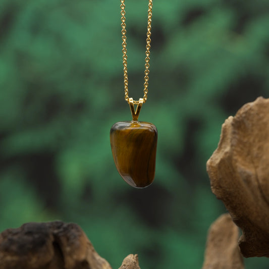 Tigerauge Anhänger mini in Gold & Silber