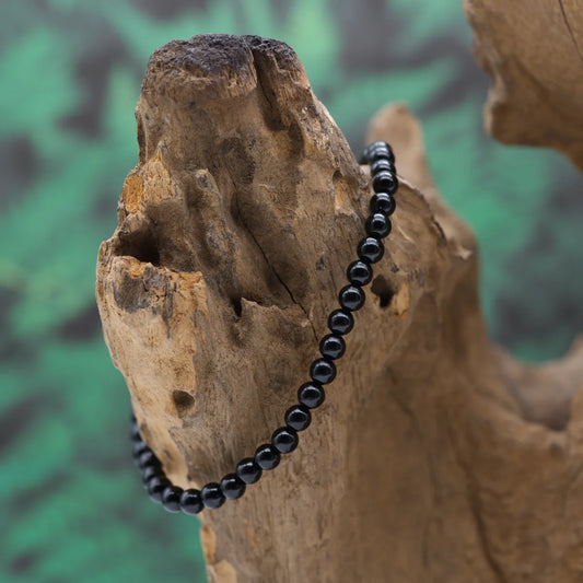 Edelstein-Armband aus 4 mm schwarzem Turmalin – schützt und erdet.