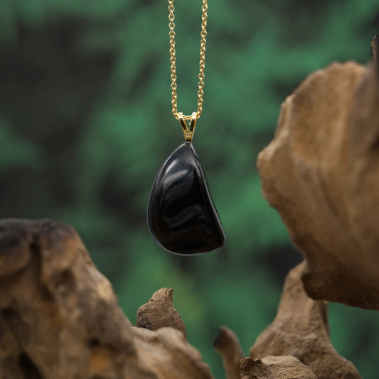 Turmalin Schwarz "Schörl" Anhänger in Gold & Silber