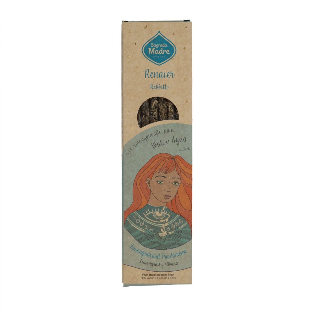 Sagrada Madre Element Wasser Räucherstäbchen – 6 handgefertigte Sticks mit Olibanum und Zitronengras für Reinigung, Akzeptanz und emotionale Klarheit.