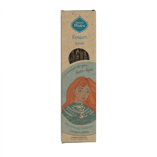 Sagrada Madre Element Wasser Räucherstäbchen – 6 handgefertigte Sticks mit Olibanum und Zitronengras für Reinigung, Akzeptanz und emotionale Klarheit.