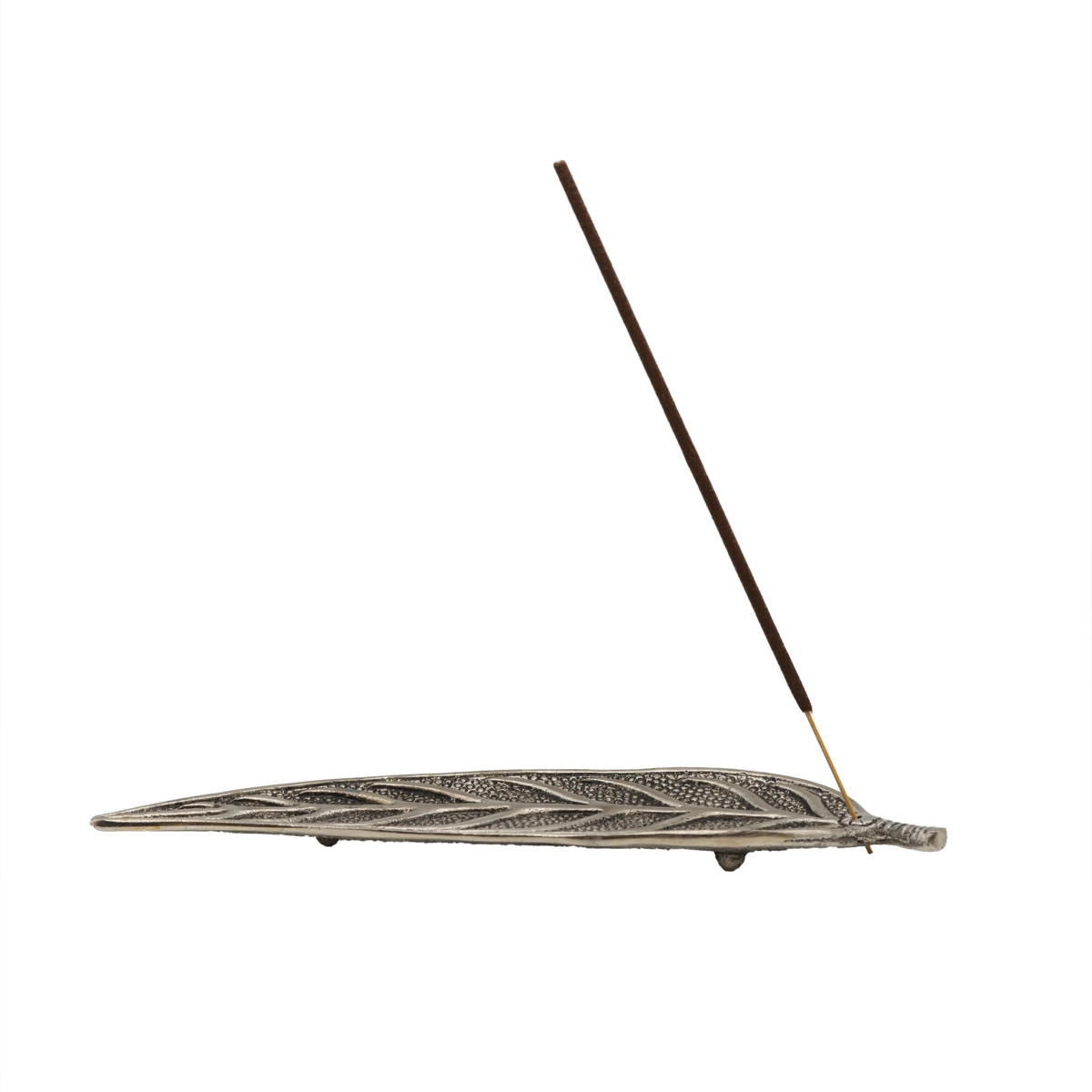 Räucherstäbchenhalter Buchenblatt aus Weißmetall – filigranes, wetterbeständiges Blattdesign für sauberes und stilvolles Räuchern.